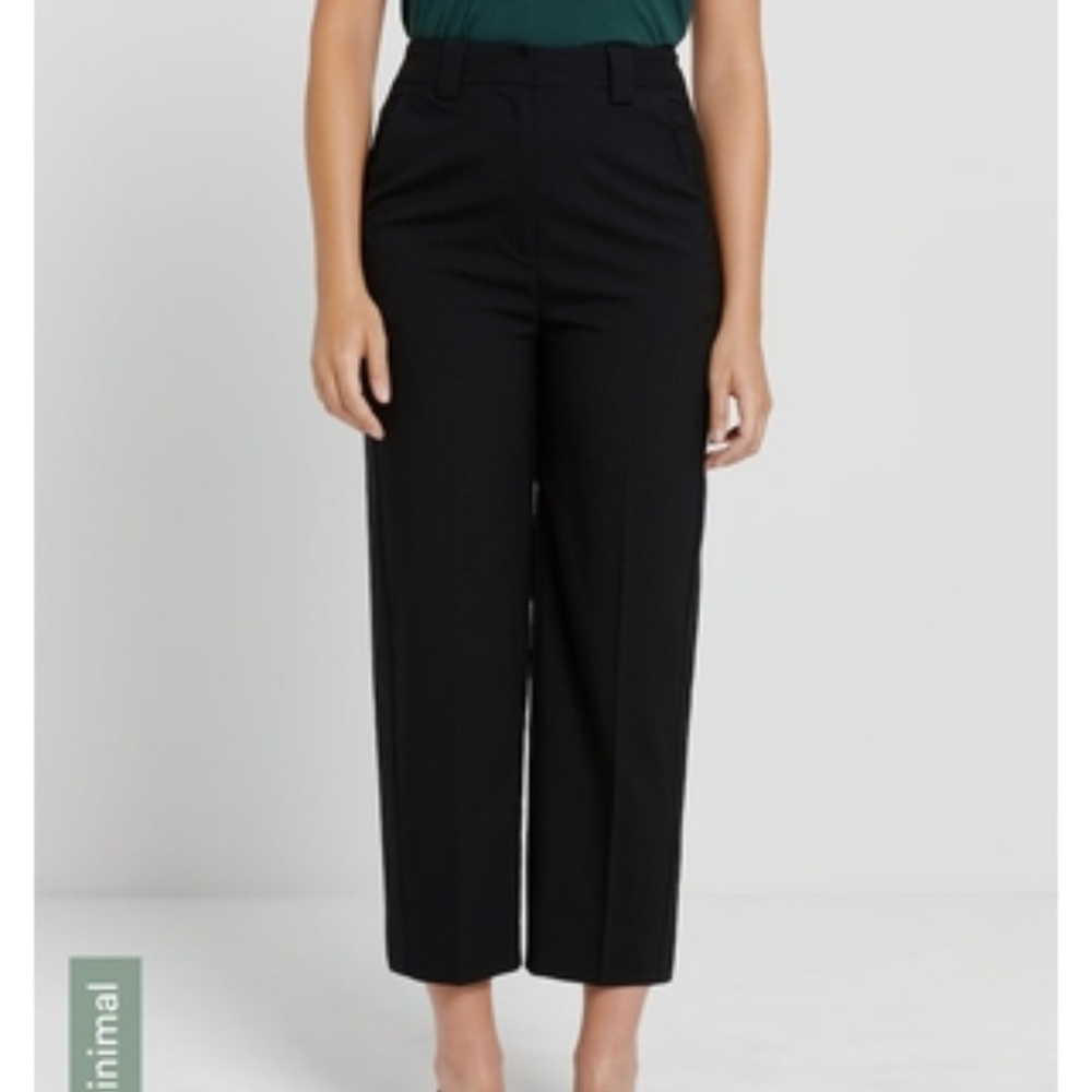 FRANK & OAK Alice Straight Black Cropped Pants NWT - Picture 2 of 7